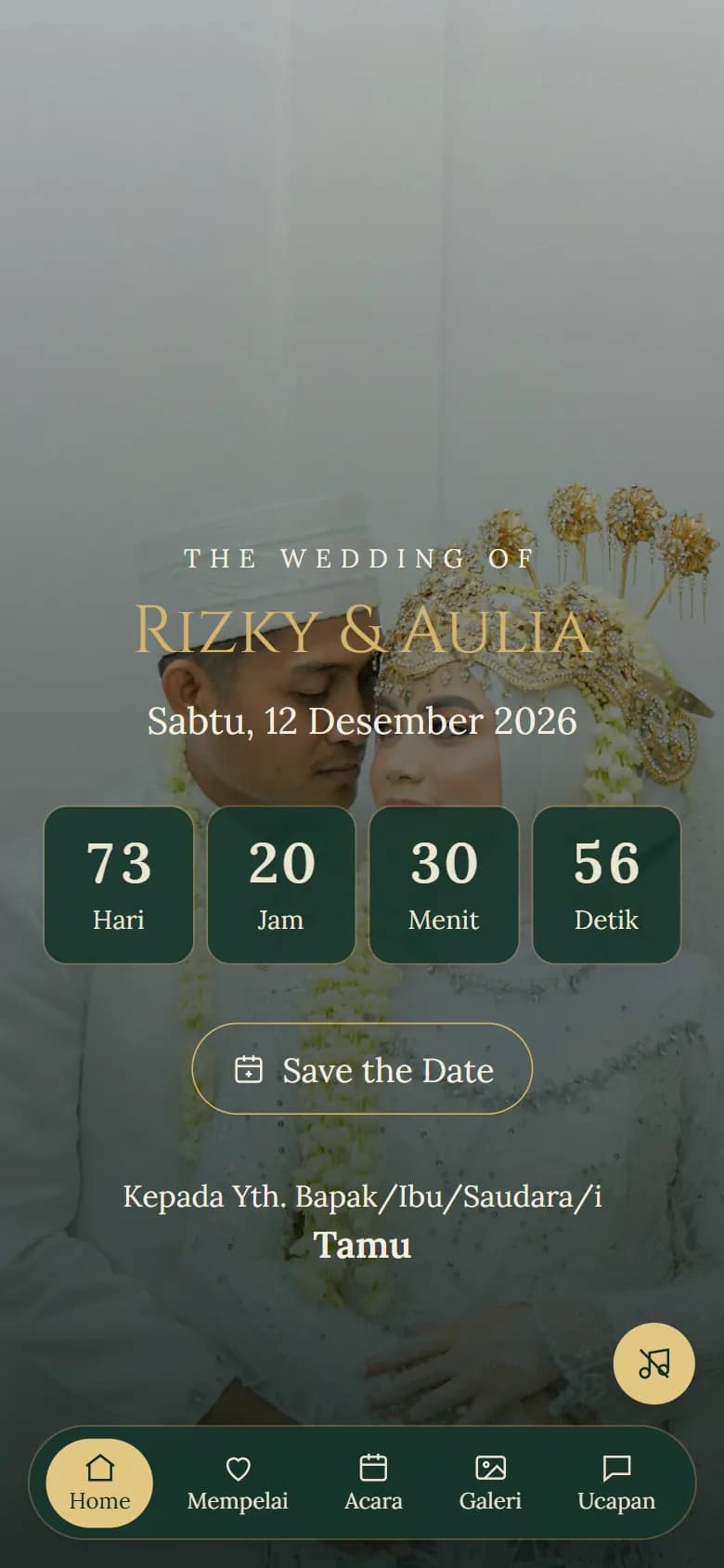 Tampilan mobile tema Emerald Night